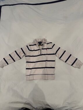 Polo by Ralph Lauren Light Pink & Navy Striped Quarter-Zip Sweatshirt - Kids